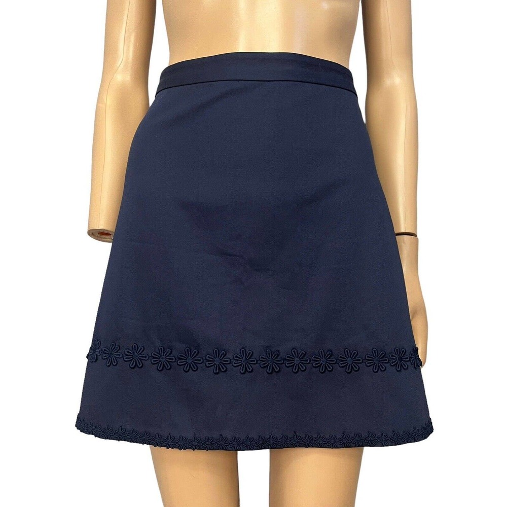 Draper James Navy Mini Skirt with Floral Trim